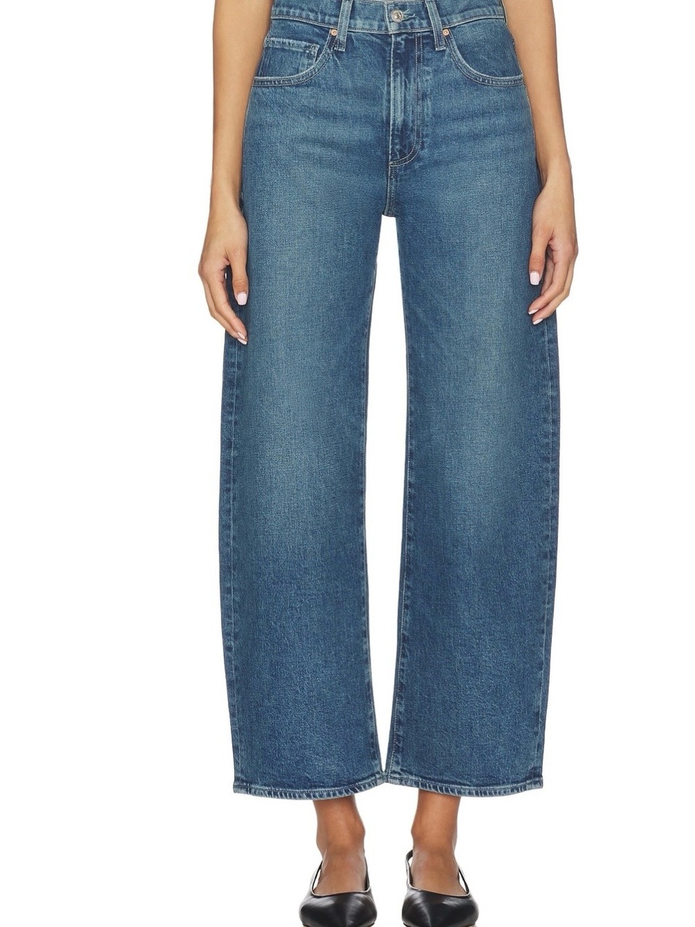 PAIGE Cropped Wide-Leg Jeans - Medium Blue Wash